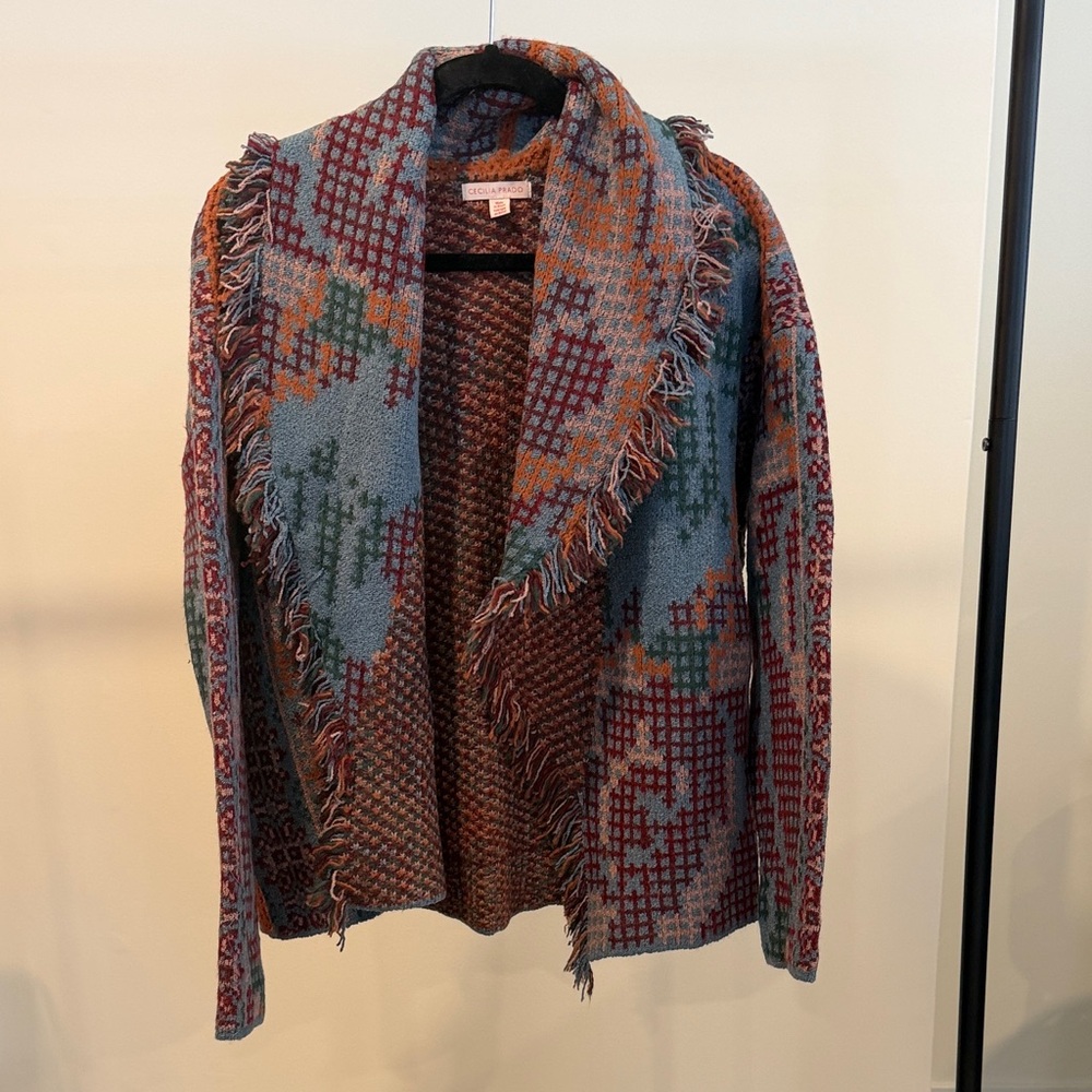 Cecelia Prado Multicolor Fringed Knit Cardigan